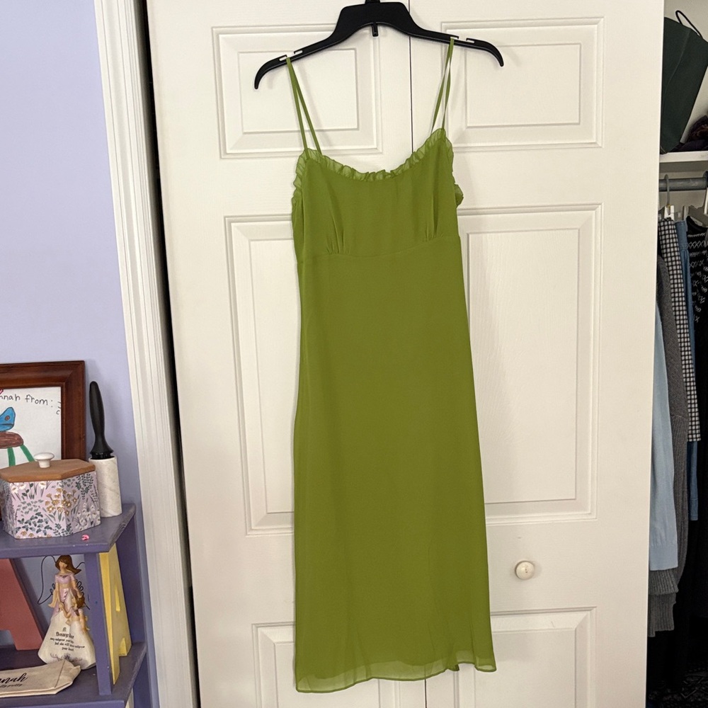 RIHOAS Olive Green Ruffled Dress
